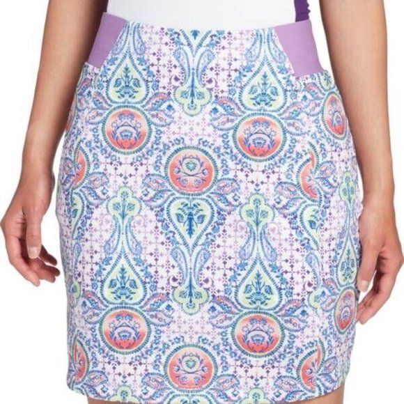 NWT Lady Hagen High Waisted Skort Skirt Shorts Golf Stretch Purple Paisley - Picture 3 of 3